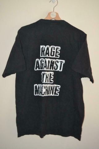 VINTAGE 90 ' S MENS BLACK RAGE AGAINST THE MACHINE TOUR BAND TSHIRT UK XL 3