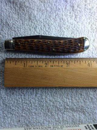 Vintage Schrade Cut Co Bovine Bone Trapper Pocket Knife 2