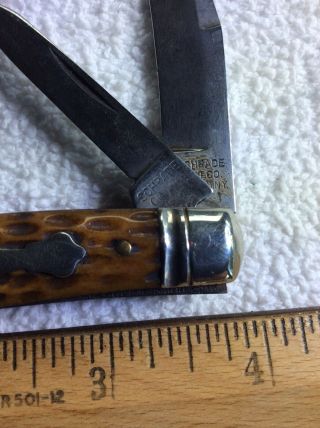 Vintage Schrade Cut Co Bovine Bone Trapper Pocket Knife 4