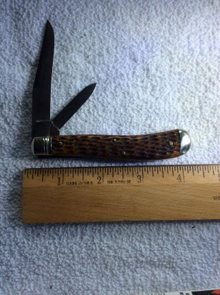 Vintage Schrade Cut Co Bovine Bone Trapper Pocket Knife 5