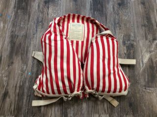 Vtg Crawford Aqua Lung Candy Striped Life Preserver Jacket Adult Buoyant Vest