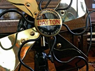 Antique Electric Fan Dayton Vintage Old Restored Brass Blade 6