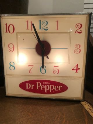 Vintage Dr Pepper Advertising Clock Made By Pam 15in X15in