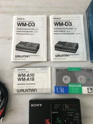 Vintage Sony Professional Walkman WM - D3 Turbo Headphones Microphone In Ori Box 5