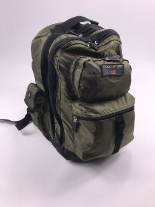 Vintage 90s Ralph Lauren Polo Sport Army Green Backpack