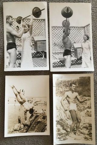4 Vintage Weightlifting Bodybuilding Photos Old Weights Handbalancing