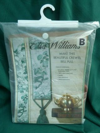 Vtg Elsa Williams Crewel Satin Bell Pull Chinese Dynasty Dragon Embroidery Kit