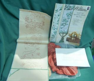 Vtg ELSA WILLIAMS Crewel Satin Bell Pull Chinese DYNASTY Dragon Embroidery Kit 4