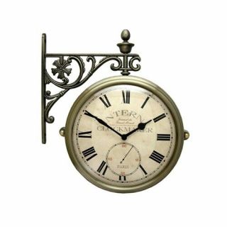 Antique Vintage Double Sided Wall Clock Home Decor Station Clock Gift - M195 - An