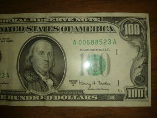 Vintage 1963 A Series Federal Reserve Note One Hundred Dollar Bill Boston