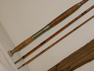 Antique c.  1900 H.  L.  Leonard bamboo fly fishing rod SALMON 14 ' 4