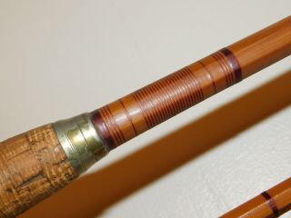 Antique c.  1900 H.  L.  Leonard bamboo fly fishing rod SALMON 14 ' 5