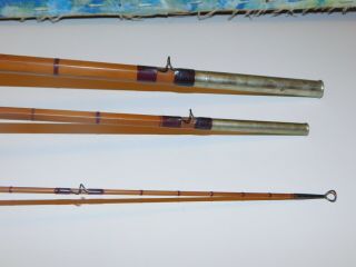 Antique c.  1900 H.  L.  Leonard bamboo fly fishing rod SALMON 14 ' 8