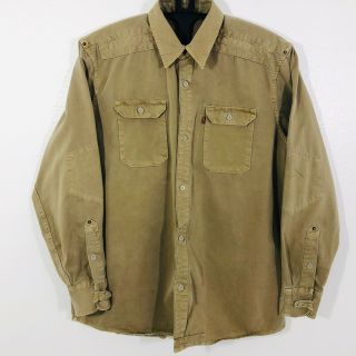 Vtg Levi Strauss Mens Size L Heavy Duty Shirt Button Up Long Sleeve Tan