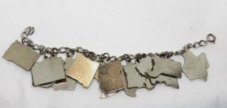 Vintage Sterling Silver Charm Bracelet with 13 American State Charms 6 