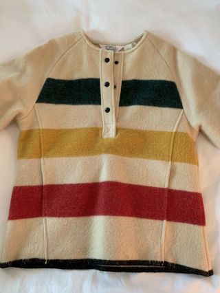 VTG Woolrich Wool Hudson Bay Blanket Stripe Snap Sweater Women ' s MEDIUM USA 4