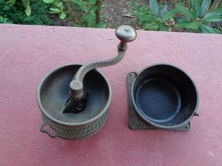 SMALL Antique Cast Iron Coffee Grinder Landers Frary & Clark ALL 8