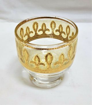 Vintage Culver 22K Gold Fleur de Lis CUV38 Pitcher,  5 Low Ball Glasses - RARE CT 7