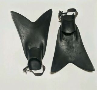 Vintage Force Fins Made In Usa Sz Med Large Scuba Snorkel Dive Black Guc
