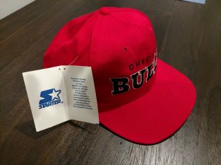 Vintage 90 ' s Chicago Bulls Starter Snapback Hat Cap WITH TAGS NBA 4