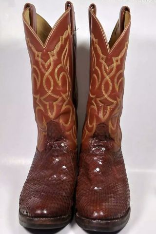 Vintage Usa Tony Lama Cowboy Western Snake Skin Boot 9 (d).  Non Marking Soles.