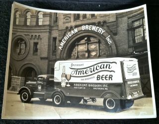 Vintage 1934 Baltimore American Brewery Beer Prohibition 75 Photo Sign Truck Etc