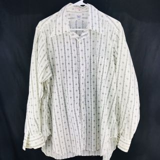Vintage Christian Dior Button Front Dress Shirt Mens 17 - 34 White Stripe Oxford