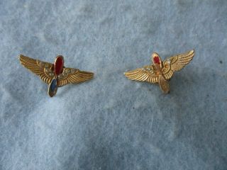 Wwii Us Air Corps Earrings Pilot Officer Sweet Heart Prop And Wings Aaf Ww2