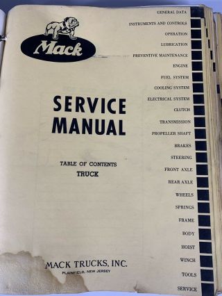 Vintage 1958 MACK LTL Truck Service & Parts Manuals 3