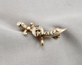 Vintage 14k Gold Shriners Masonic Lapel Pin With Watch Fob Hook Enamel 1.  7grams