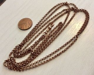 Good Antique Victorian Rose Rolled Gold Long Guard Chain / Muff Chain 4