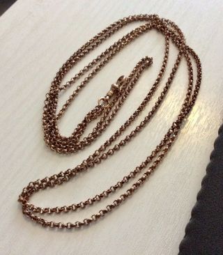Good Antique Victorian Rose Rolled Gold Long Guard Chain / Muff Chain 5