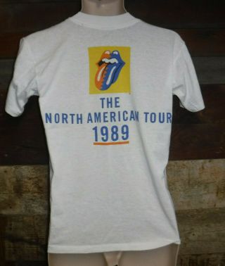 VINTAGE 1980 ' S ROLLING STONES NORTH AMERICAN TOUR 1989 SHIRT MADE IN USA L@@K 3