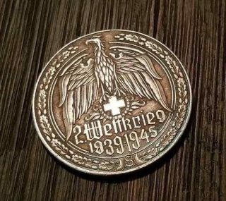 Ww2 Wwii German Military War Veterans Medallion Medal Mg40 1939 - 45