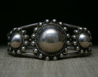 Vintage Harvey Era Navajo Sterling Silver Cuff Bracelet
