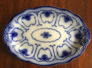 Antique Grindley Flow Blue Serving Platter 14 " Beaufort Pattern