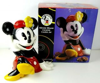 Vtg Minnie Mouse Ceramic Cookie Jar Treasure Craft Disney Rare W/ Box Disneyland