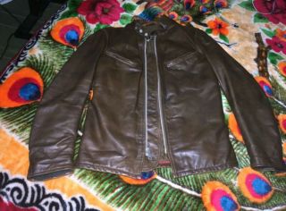 Vintage Schott Perfecto Cafe Racer Leather Jacket Size:36 = S/xs