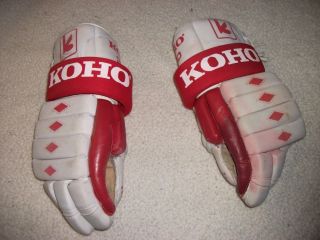 Vintage Koho 350 Hockey Gloves 15 " Rare White & Red Colors International Look