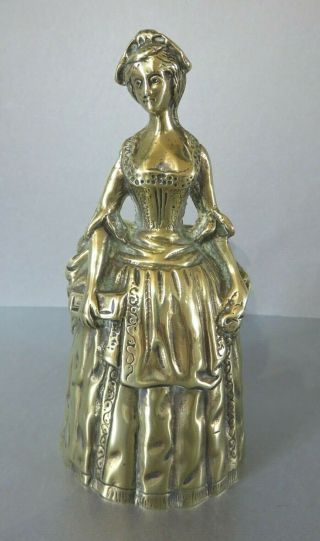 Unusual Design Large Tall Antique Brass Lady Bell