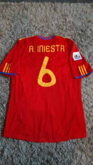 Iniesta Spain World Cup 2010 Home Football Shirt Jersey Retro Vintage Large Mens