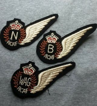 Group Of 3 Rcaf Wwii Half Wings B,  N,  Wag In The Straight Form