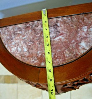 Vintage Half circle Table Solid wood marble top insert French style entry stand 5