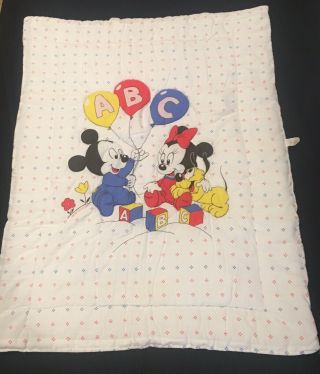 Vtg Dundee Disney Baby Comforter Mickey Minnie Mouse Balloon Alphabet Blocks