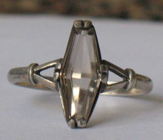 Antique Russian Sterling 875 Silver Ag Ring Sz 8 Soviet Stone Chrystal Topaz Vtg