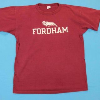 80s Fordham University Vintage T Shirt Men L │ Flock Print Champion Cotton Tee