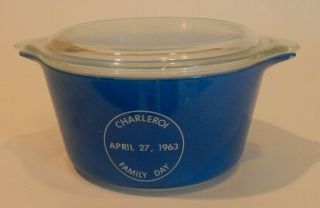 Vintage PYREX BLUE CHIP WEEK 1 QT.  Casserole Dish and Lid HTF Rare 1963 VV 2