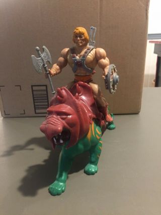 Vintage Motu Masters Of The Universe He - Man And Battle Cat Complete