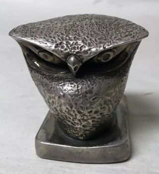 Vtg Sterling Silver Overlay Owl Sculpture Figure,  Manner Of Beniamino Bufano