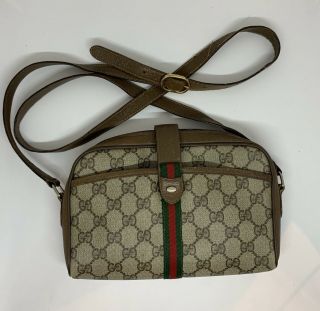 Vintage Rare Gucci 1970 S Crossbody Bag Ophidia Gg Monogram Pvc Web Stripe Flap